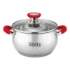 Тенджера Oliver Voltz OV51210N18, 18см, 2.5 л, Индукция, Силиконови дръжки, Инокс/червен